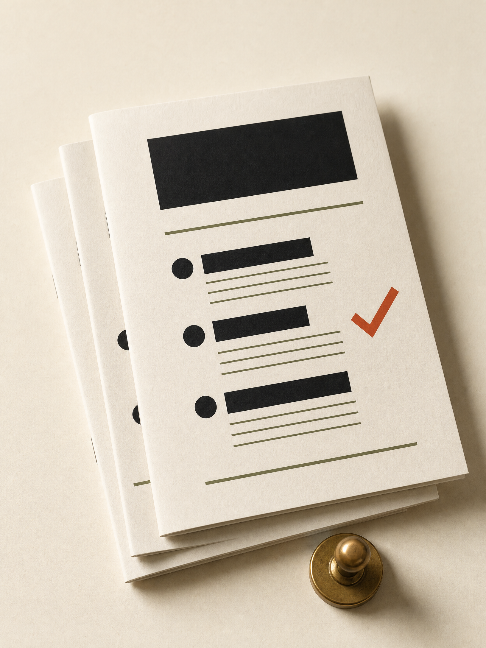 A stack of clean one-page product sheets